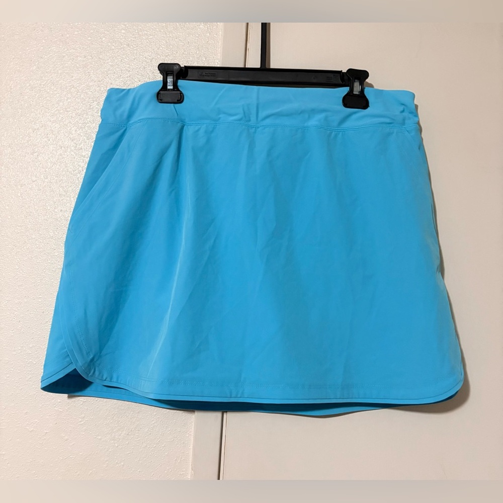 Lands' End Sky Blue Mini Skort Size 16 Stretchy Elastic Waistband w/ Pockets